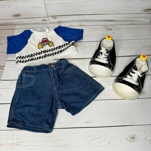 Build a Bear Outfit Set: Truck T Shirt Blue Jean Shorts & Hi‎ top Sneakers